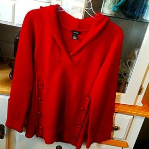 Rue 21 hooded sweater with buttons red Medium